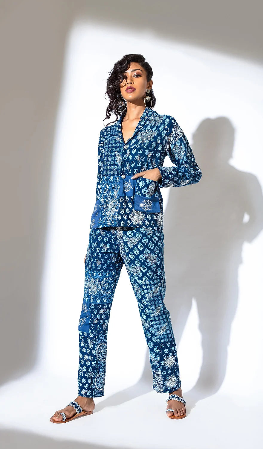 Patchwork Pantsuit with Aari Embroidery